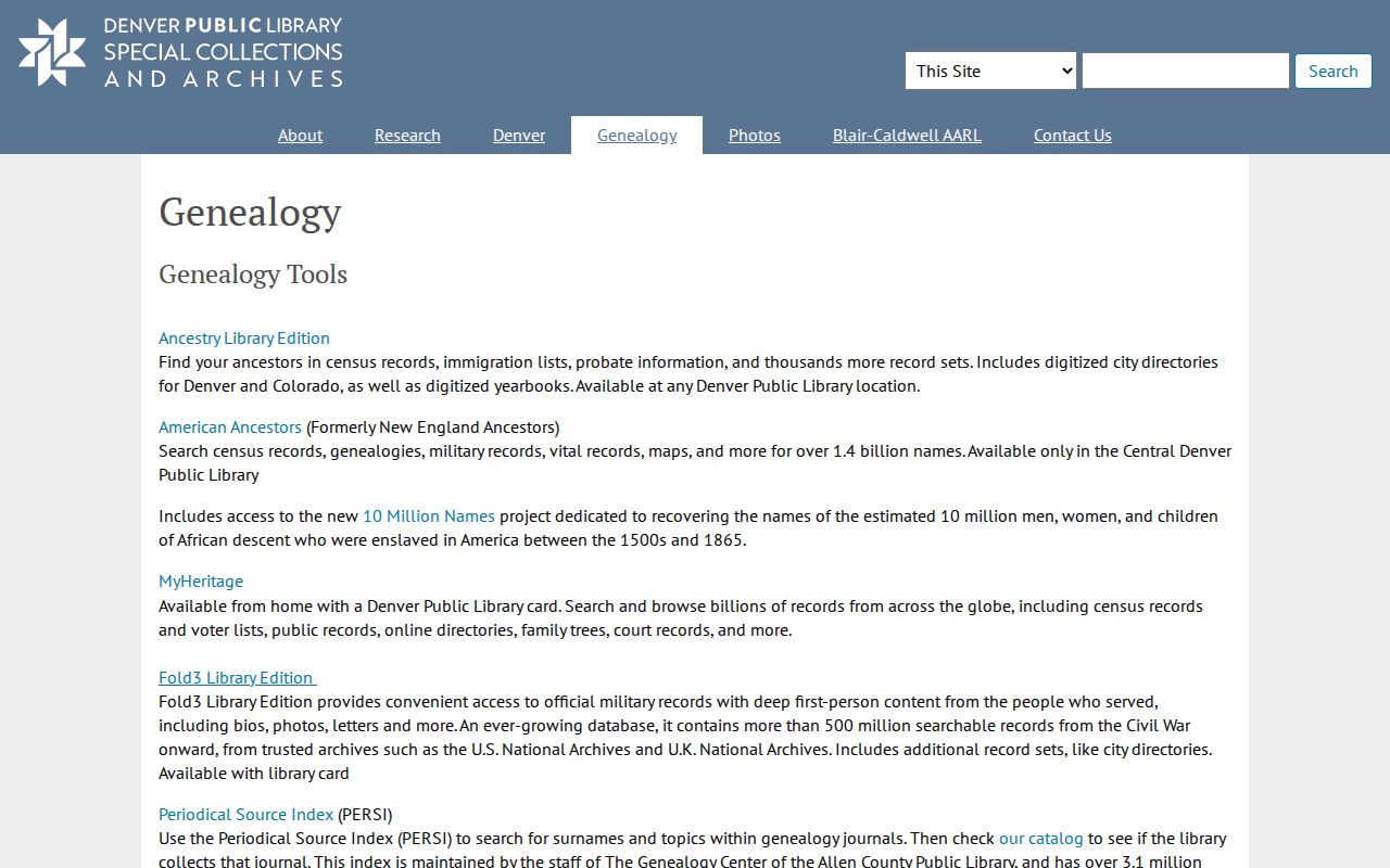 Denver city directory genealogy resources