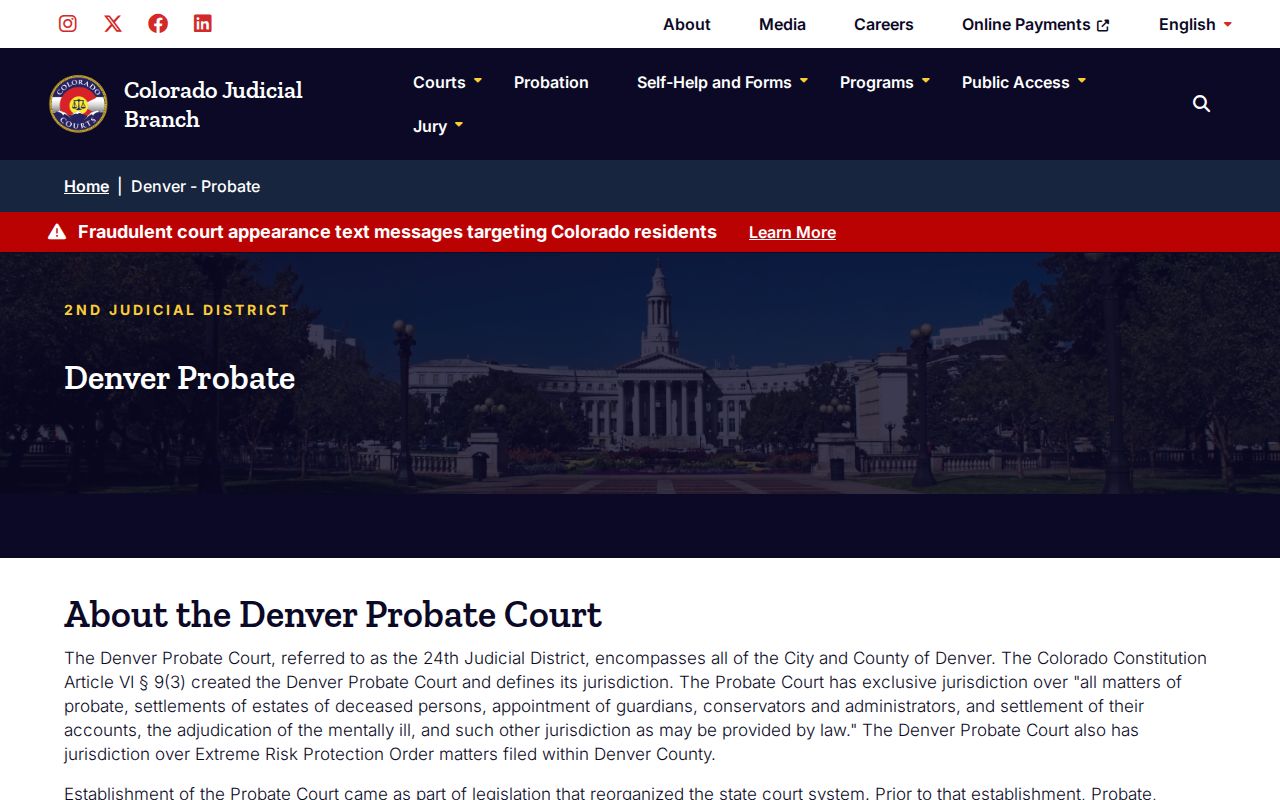 Denver resident lookup probate records request