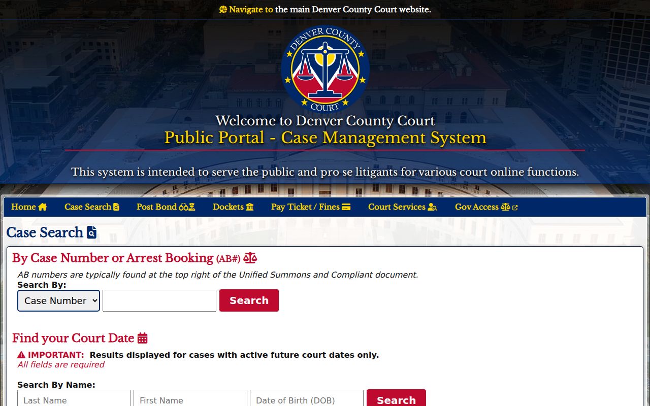 Denver resident lookup Denver County Court search