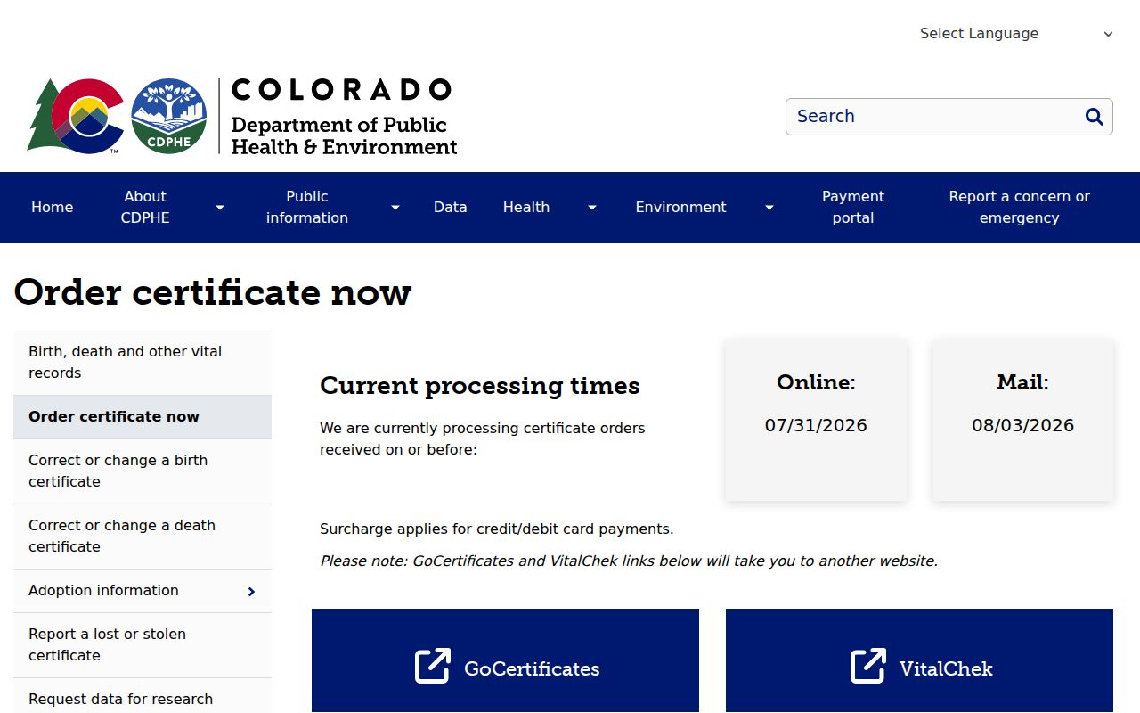 Denver resident lookup vital record order channels