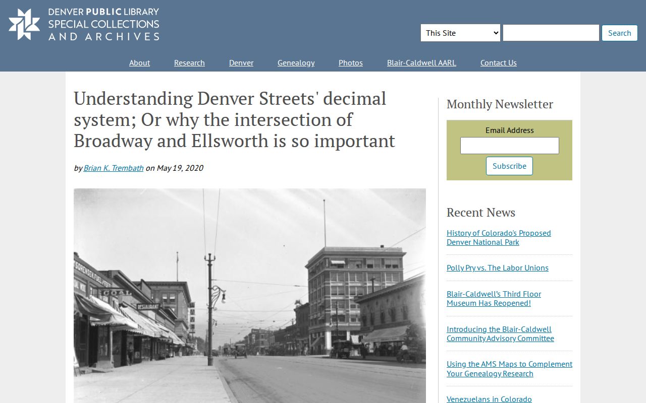 Denver street directory historical street numbering